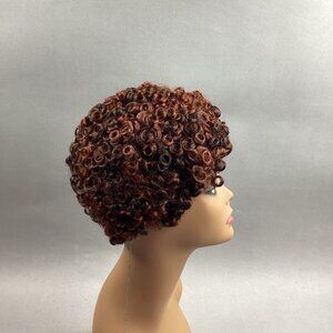 Peony Short Curly #Ginger Brown Auburn Dark Brown Synthetic Full Wig